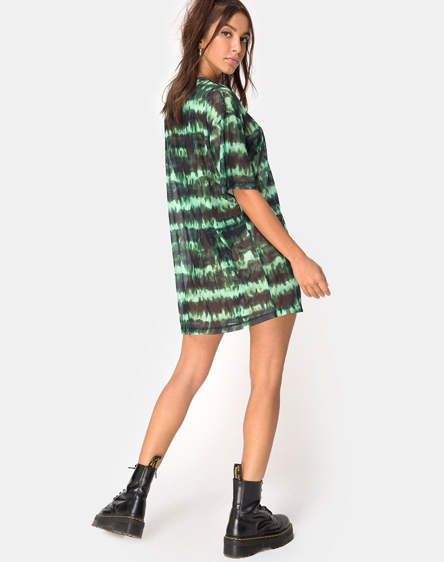 Image de Sunny Kiss Tee in Tie Dye Turquoise Mesh