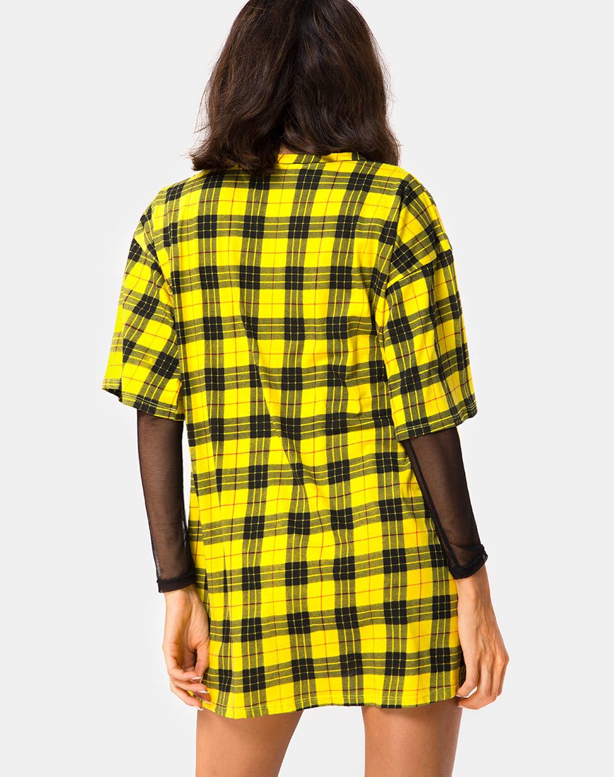 Robe Sunny Kiss en plaid d'hiver jaune