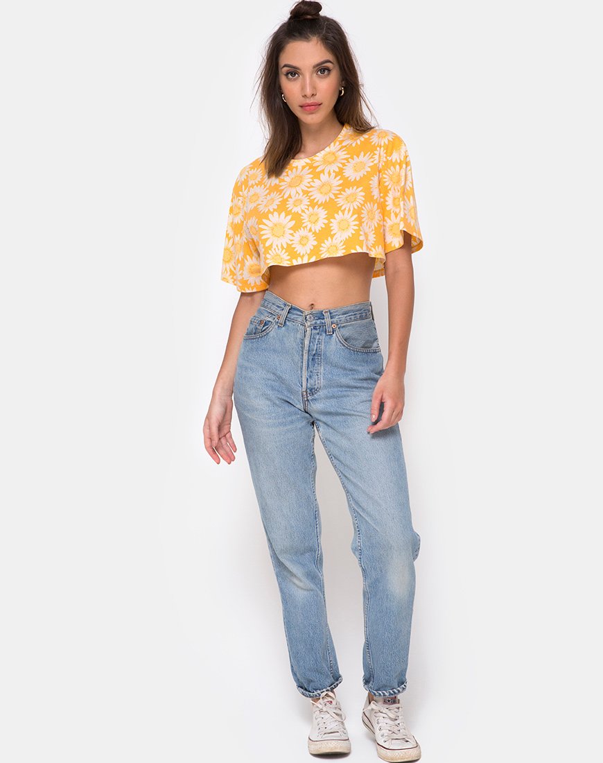 Image de Super Crop Tee in Sunkissed Floral Yellow