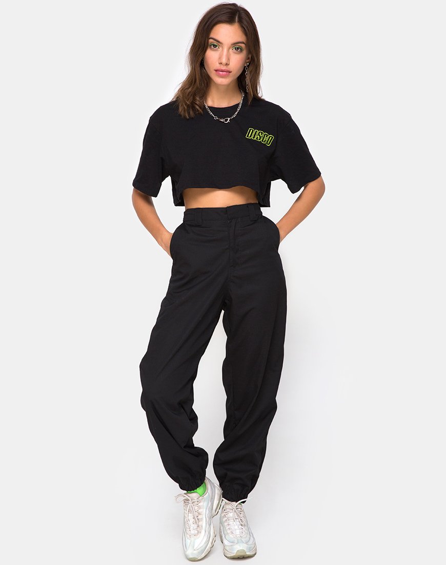 Image of Super Cropped Black Tee in Disco Embro
