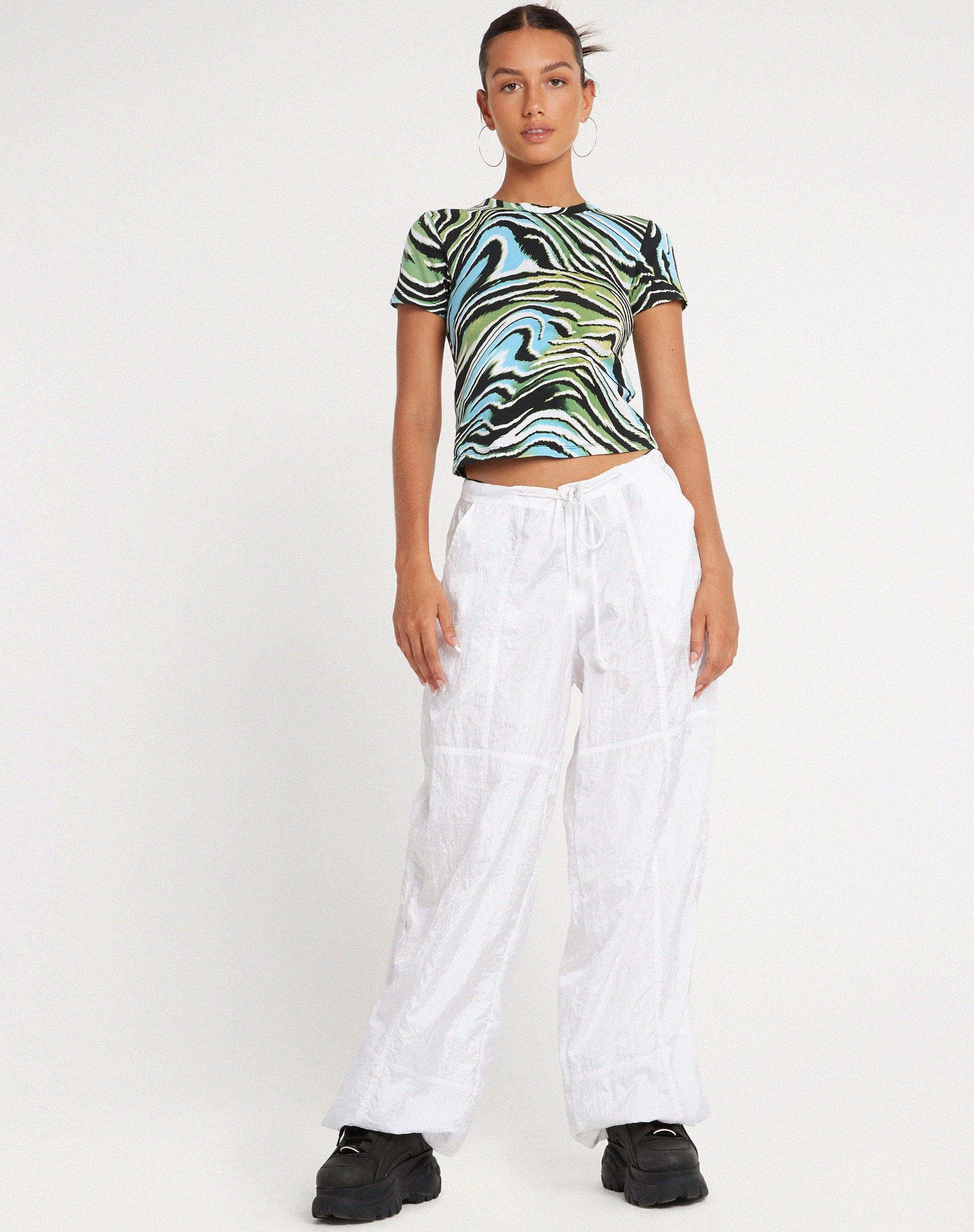 image de Surtie Crop Top in Warped Zebra Blue
