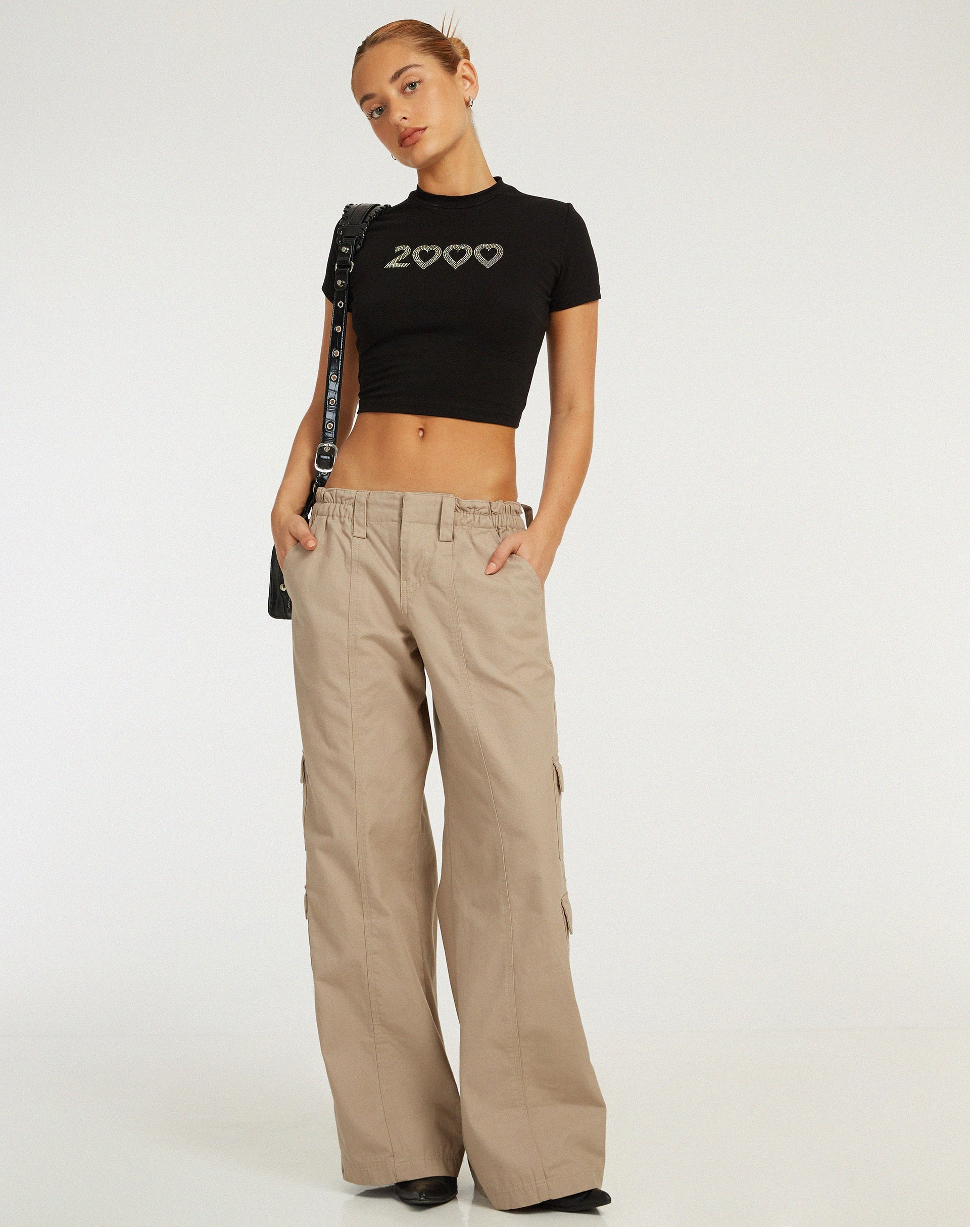 image de Surtila Crop Top in Black 2000 Hotfix Diamante
