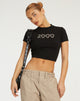 image de Surtila Crop Top in Black 2000 Hotfix Diamante