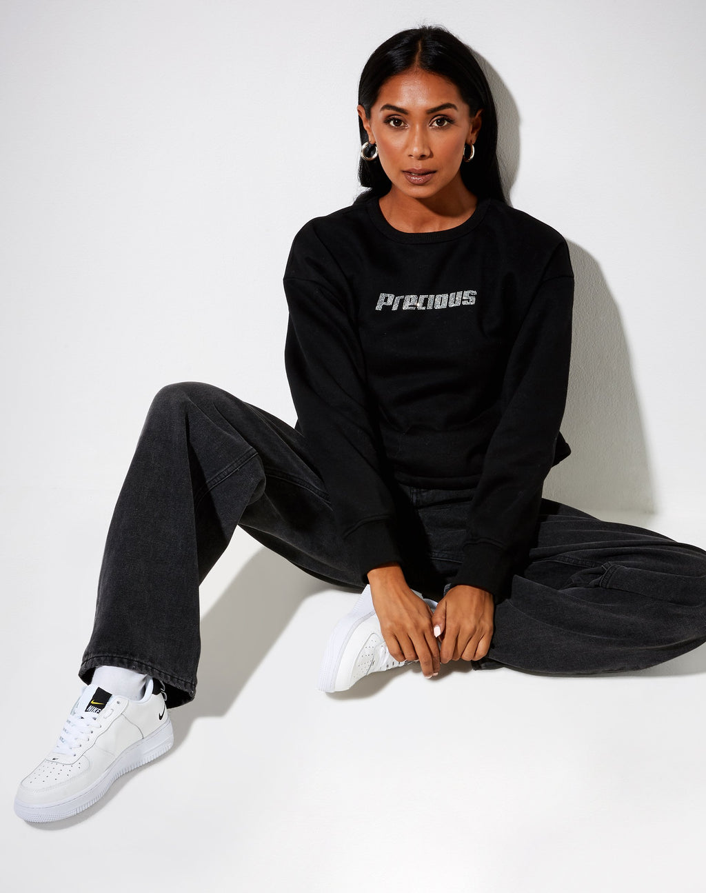 Glora Sweatshirt, noir 'Precious' Hotfix