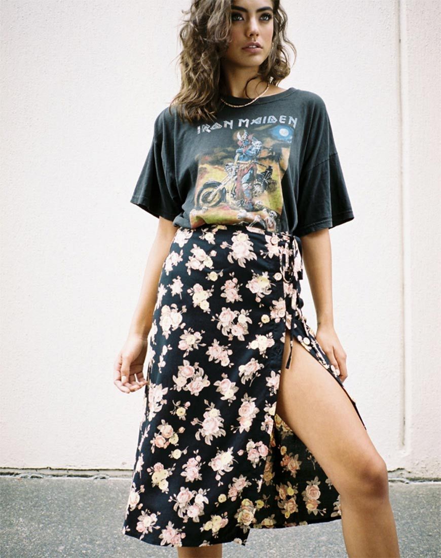 Jupe midi Gamaris, rose antique noir