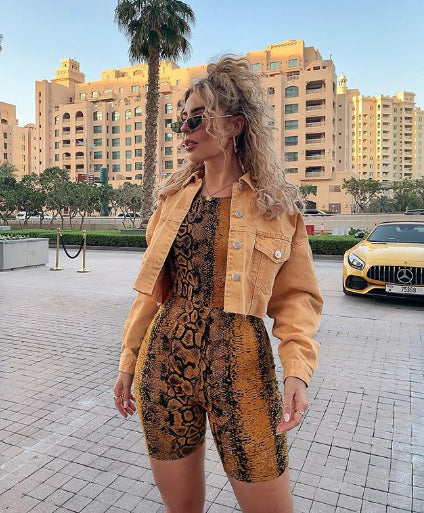 Acro Unitard en Snake Mustard