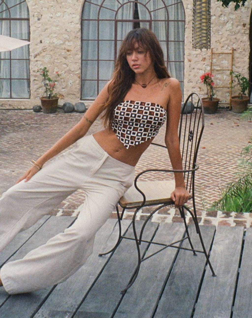 Pantalon large Idama, écru