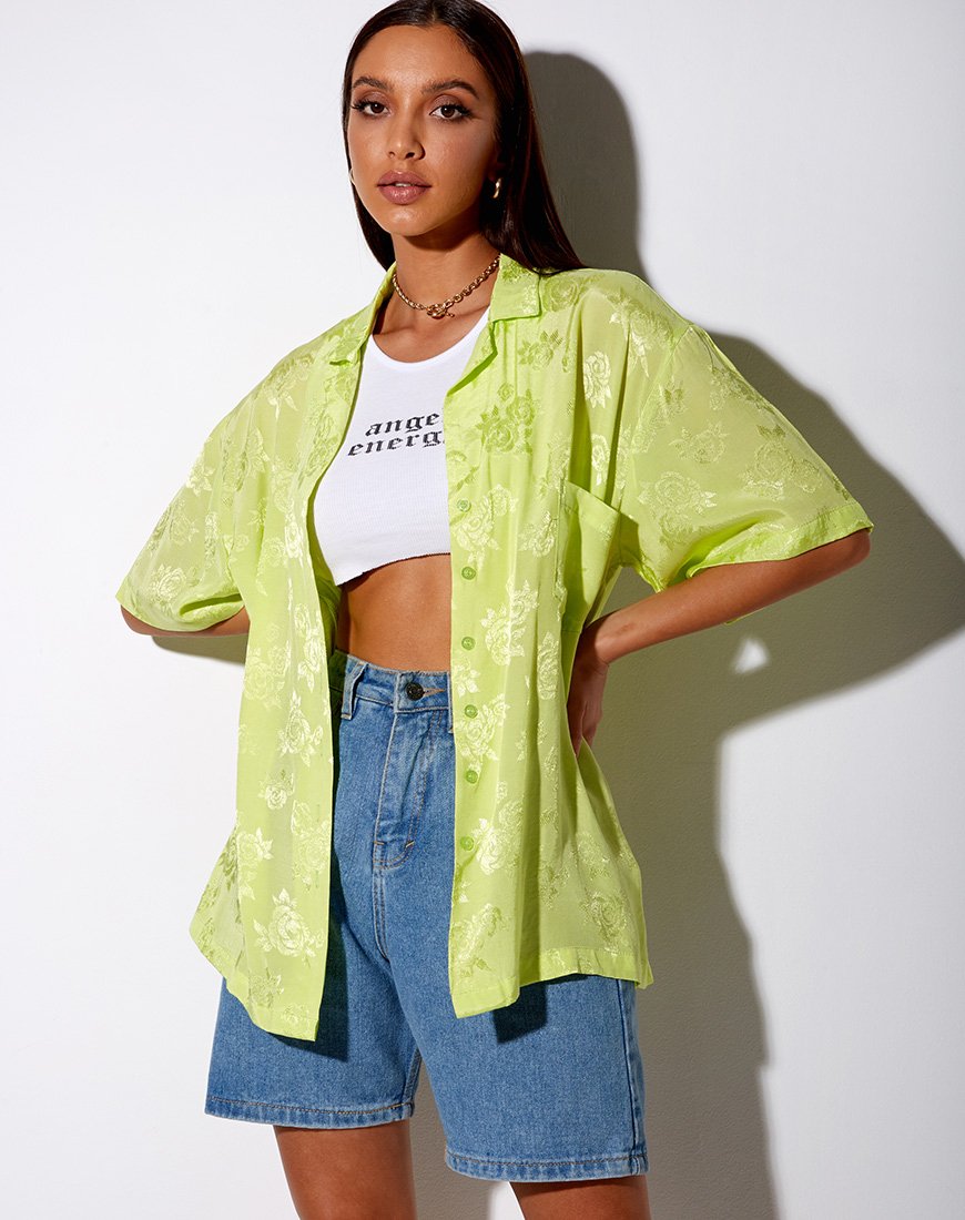 Chemise Taelsa, satin rose citron vert