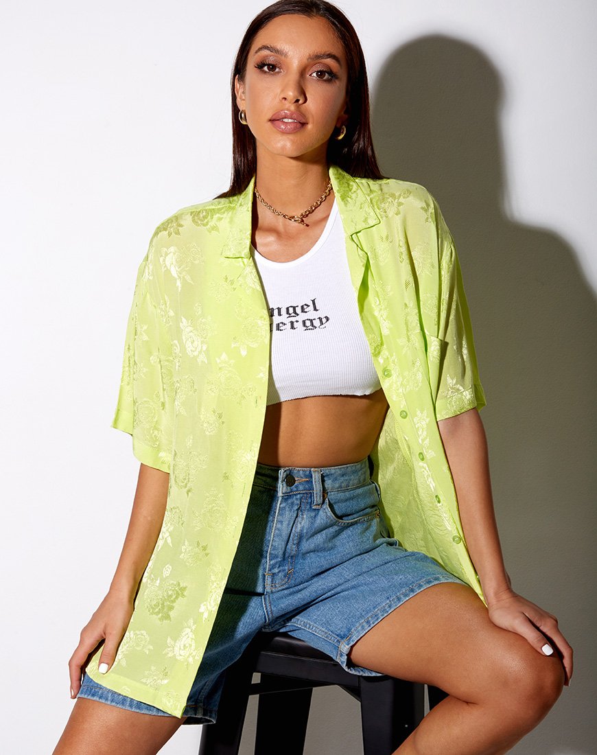 Chemise Taelsa, satin rose citron vert