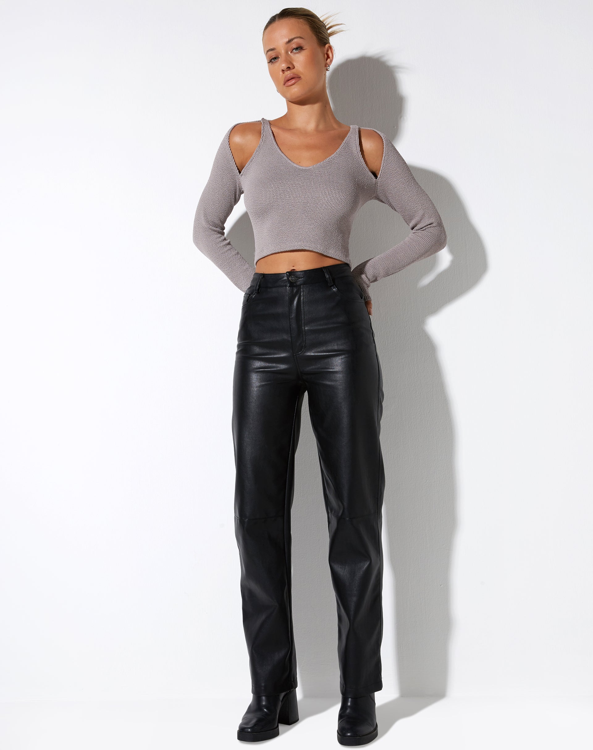 Image de Tamar Long Sleeve Top in Jacquard Rib Tan