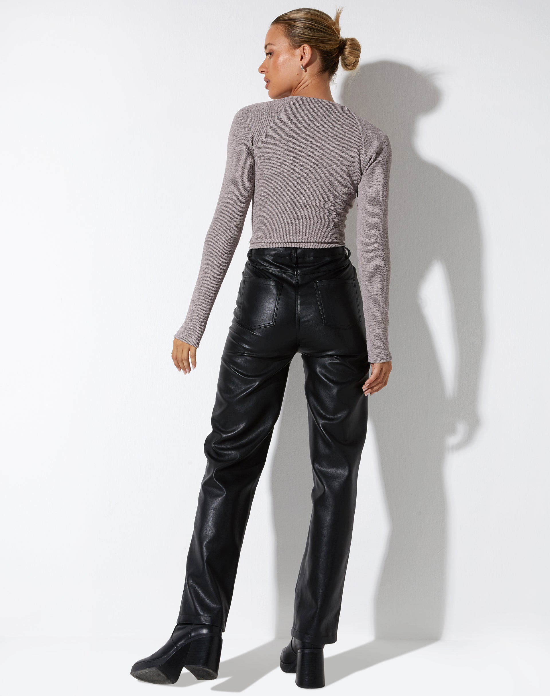 Image de Tamar Long Sleeve Top in Jacquard Rib Tan