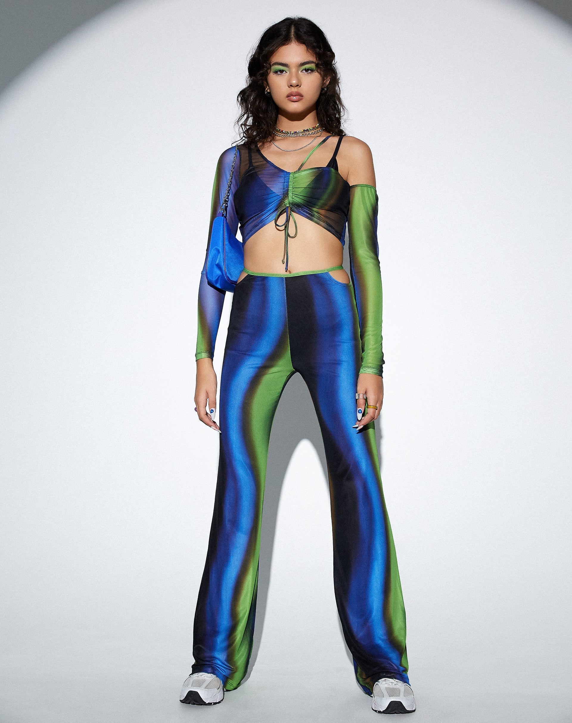 Image de MOTEL X OLIVIA NEILL Tapi Crop Top in Solarized Green and Blue