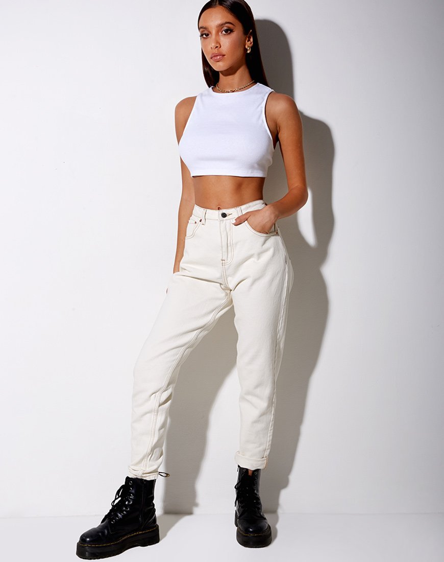 Image de Tasve Crop Top in Rib White