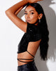 Image de Tasya Crop Top in Drape Sequin Black