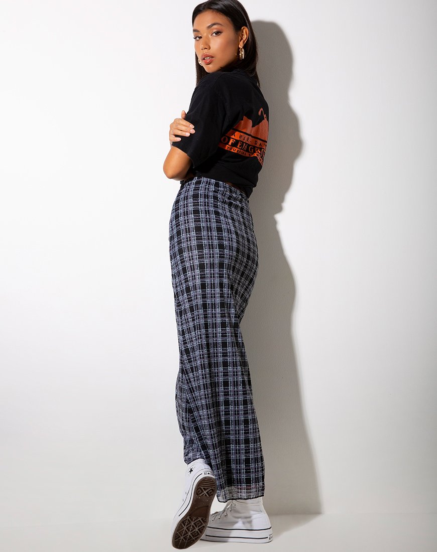Image de Sayang Maxi Skirt in Inkblot Check Black and White (jupe longue à carreaux noirs et blancs)