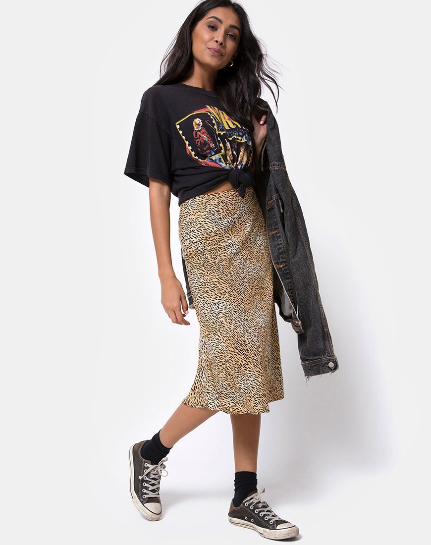 Image de Tauri Midi Skirt in Mini Tiger Brown