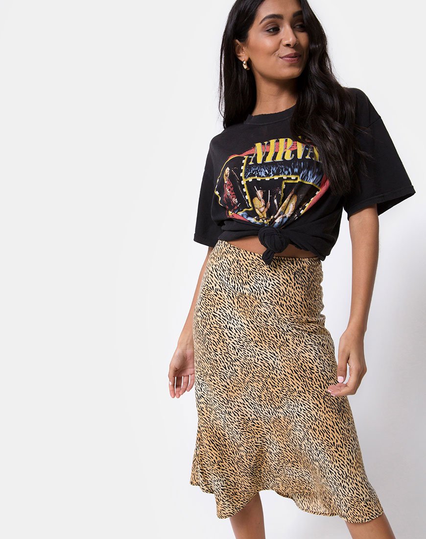 Jupe midi Tauri, Mini Tiger Brown