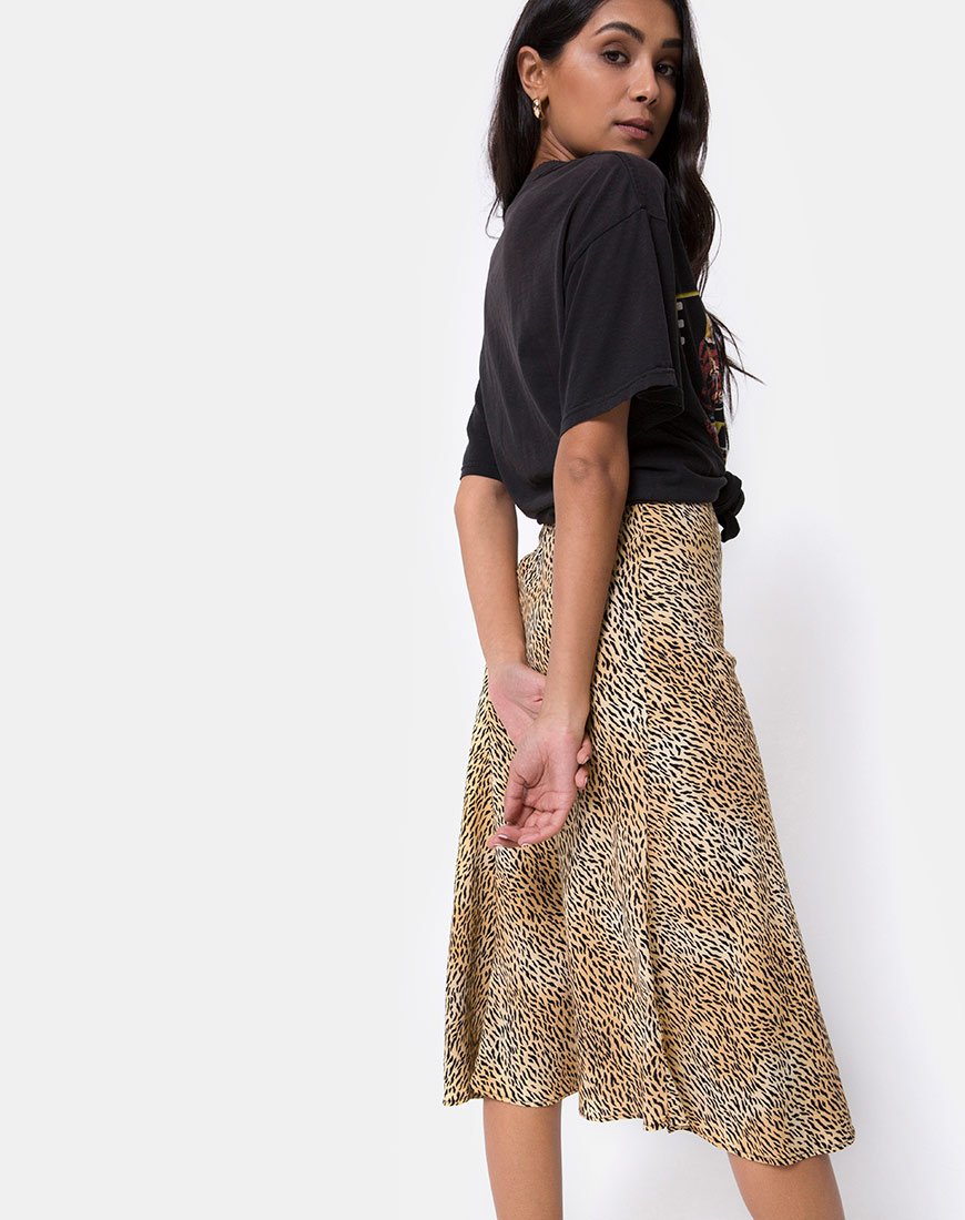 Image de Tauri Midi Skirt in Mini Tiger Brown