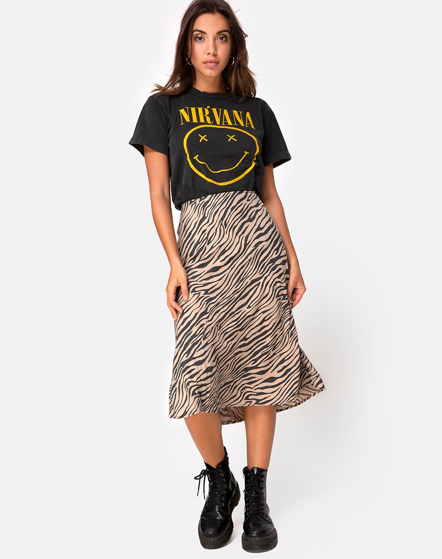 Image de Tauri Midi Skirt in 90s Zebra Taupe