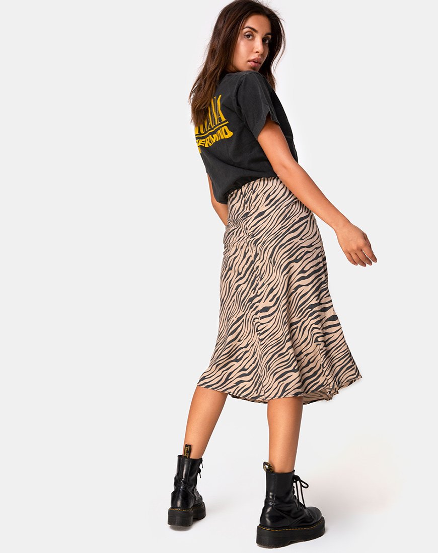 Image de Tauri Midi Skirt in 90s Zebra Taupe