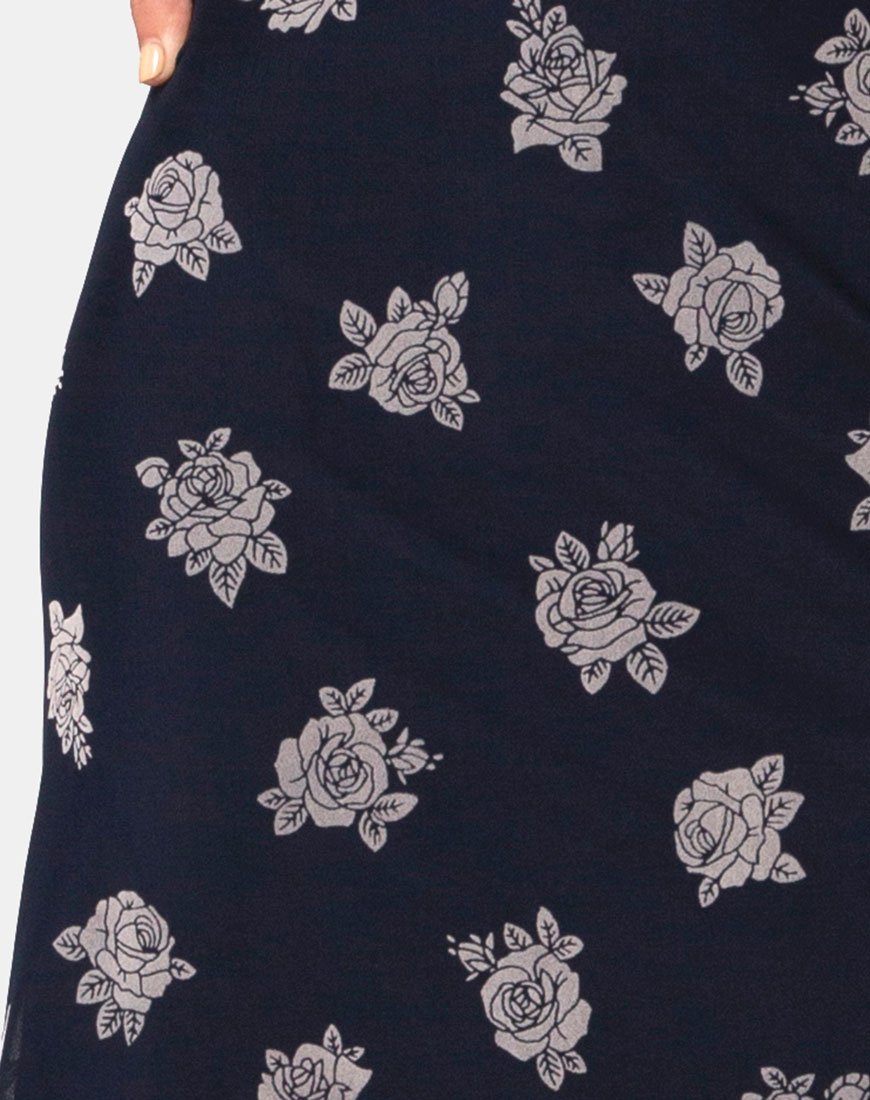 Image de Tauri Midi Skirt in Black Flock Rose