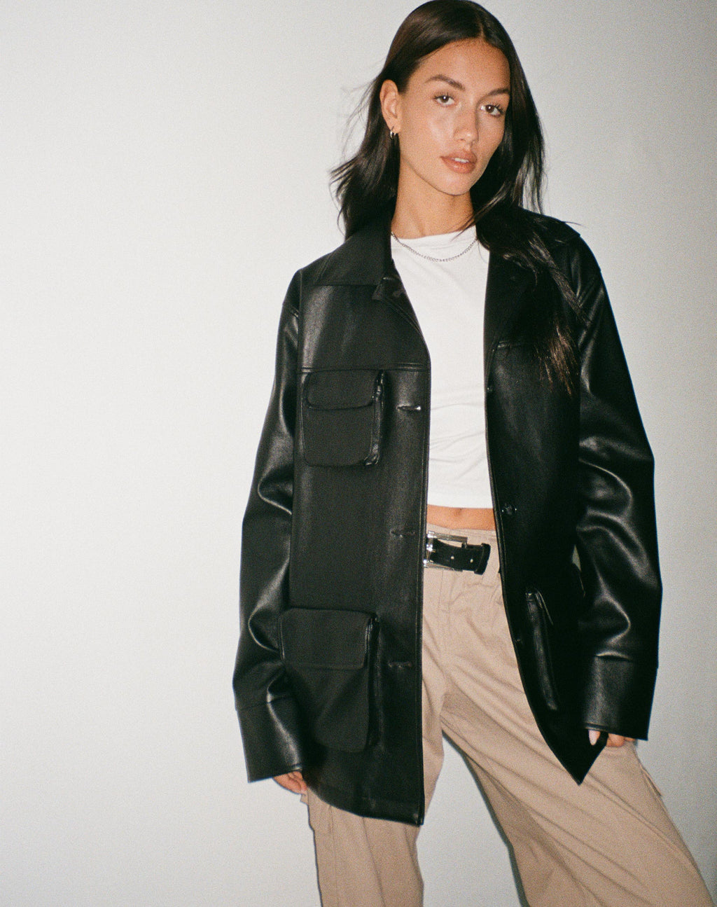 Veste Tavira en PU noir