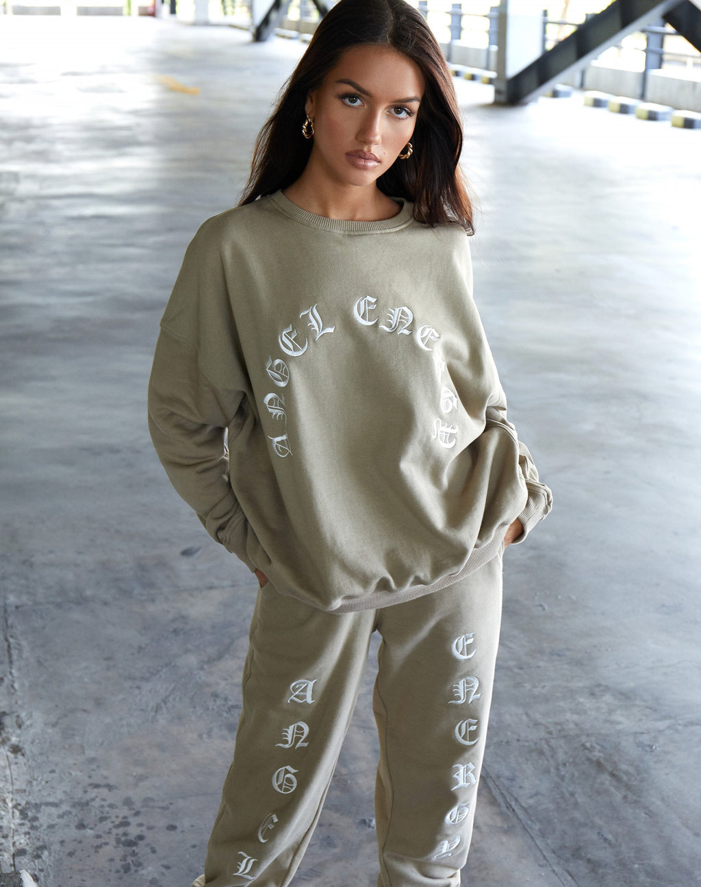Sweatshirt Ted en eucalyptus avec broderie 'Angel Energy
