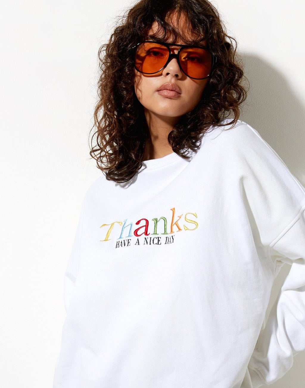 Ted Sweatshirt en blanc Thank You Have A Nice Day Embro