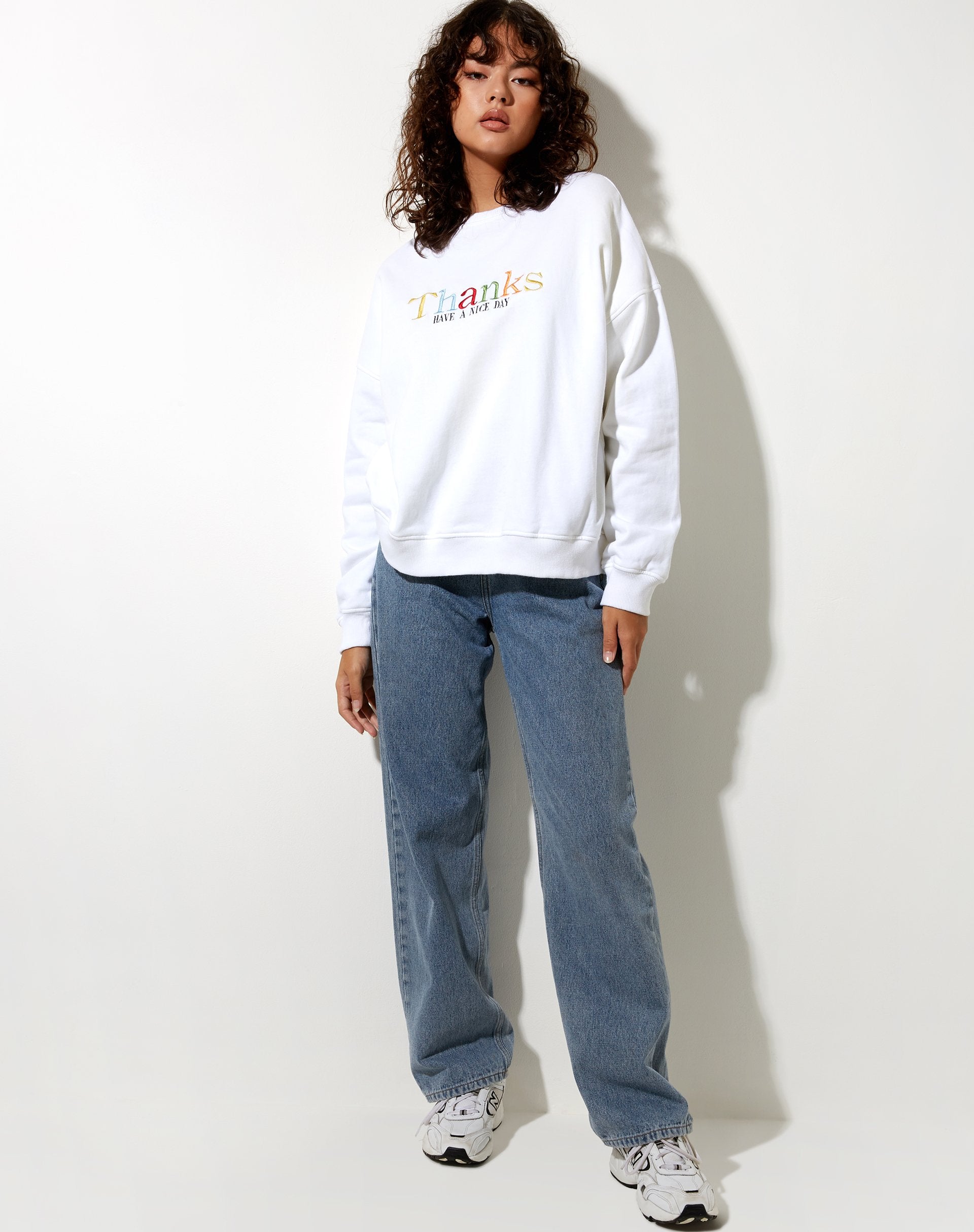 Image de Ted Sweatshirt en blanc Thank You Have A Nice Day Embro