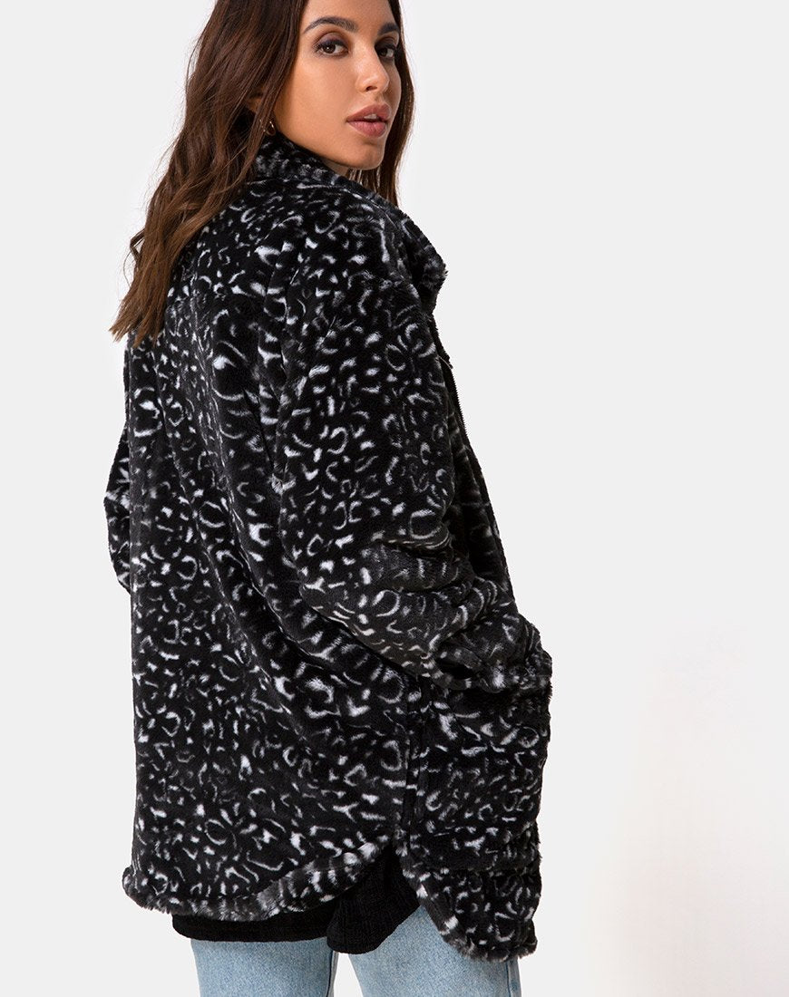 Image de l'ours Teddy Manteau de fourrure en léopard noir