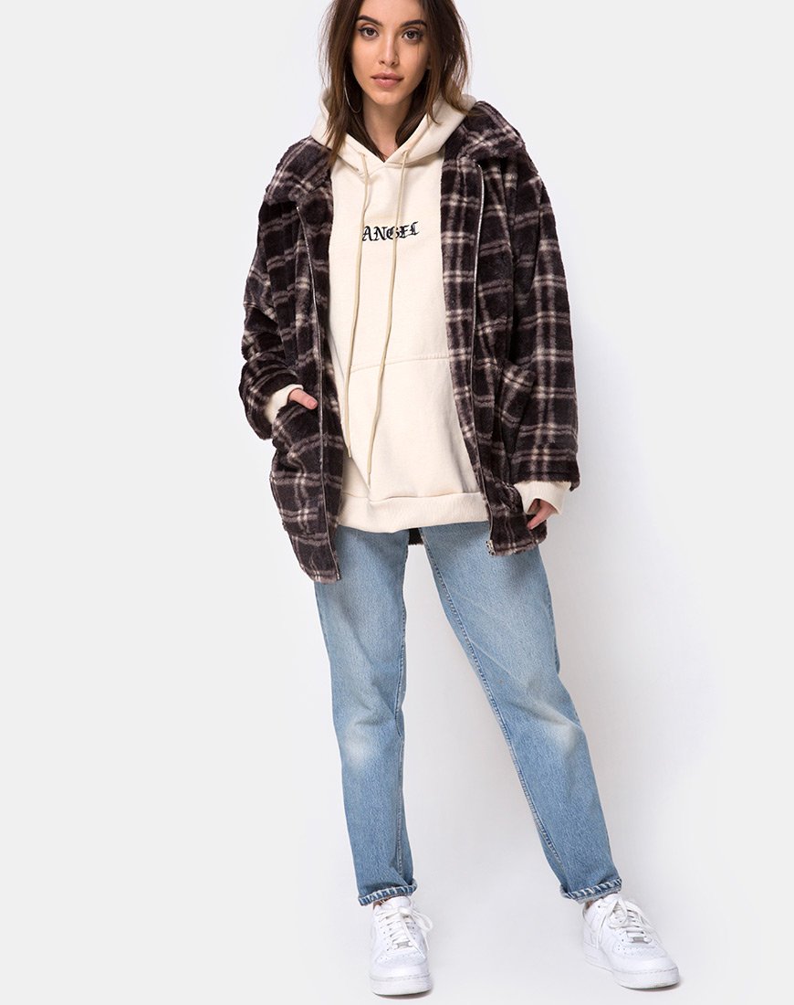 Image de Manteau Teddy en marron à carreaux
