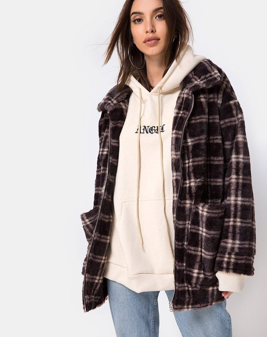 Image de Manteau Teddy en marron à carreaux