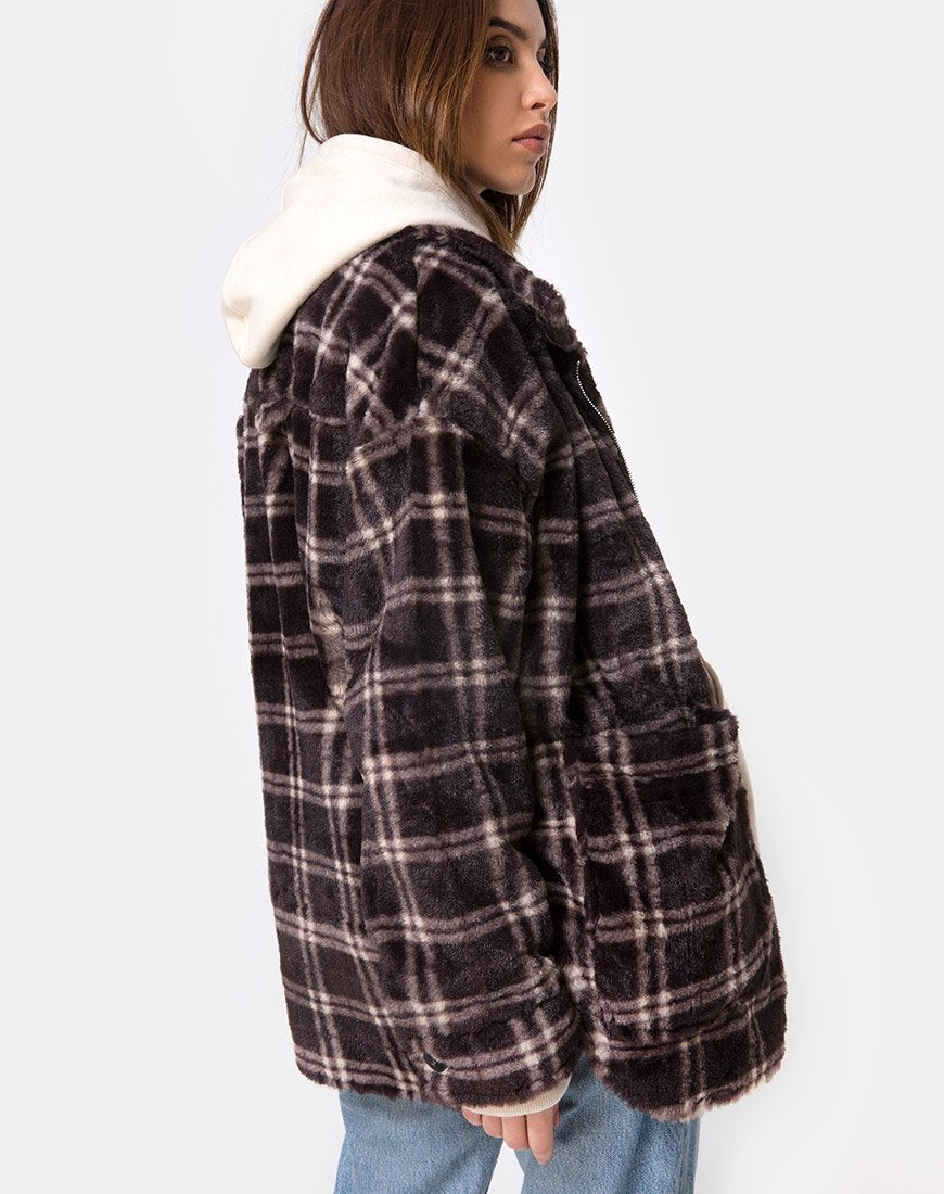 Image de Manteau Teddy en marron à carreaux