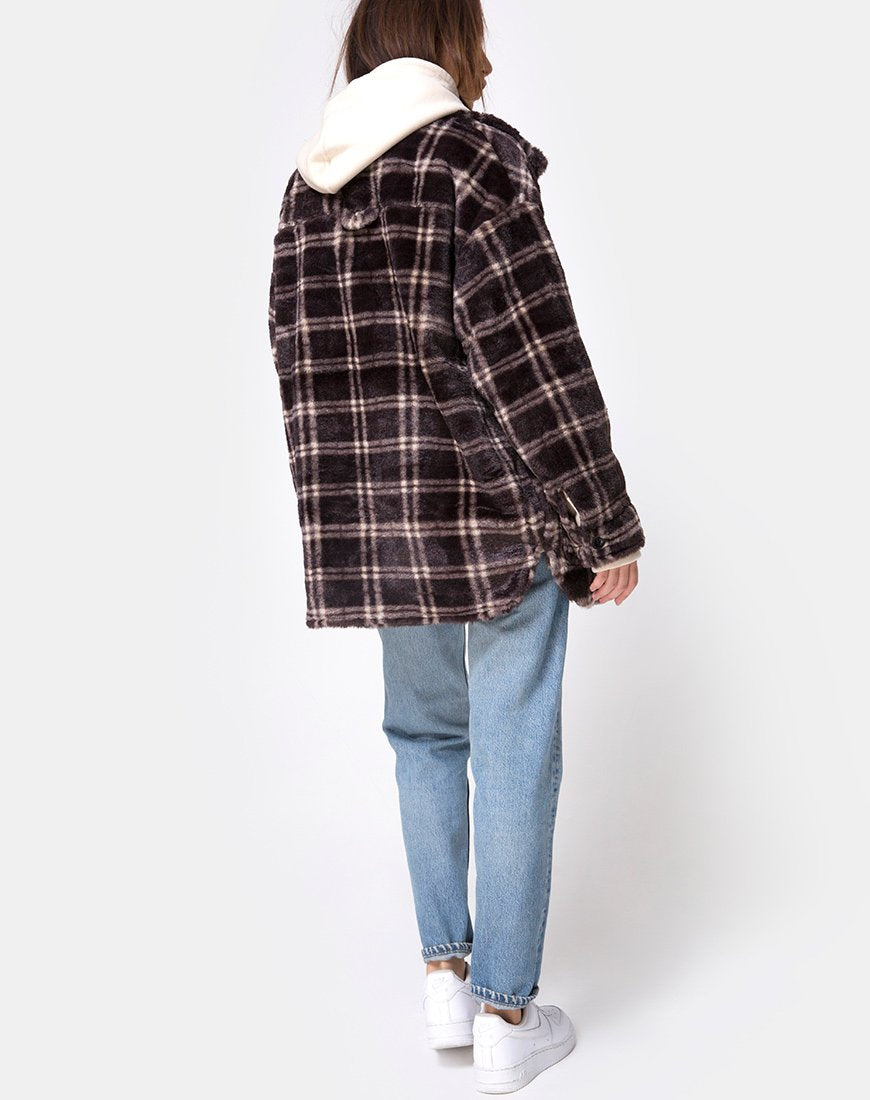 Image de Manteau Teddy en marron à carreaux