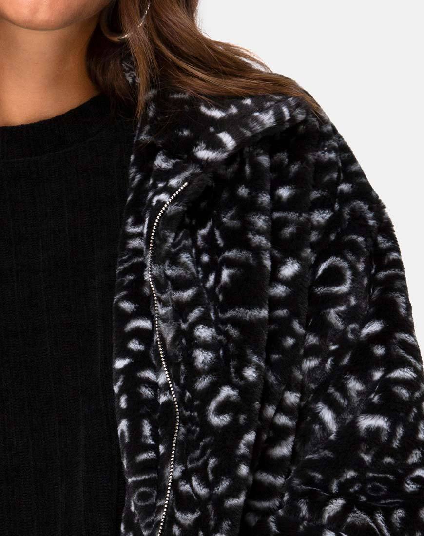 Image de l'ours Teddy Manteau de fourrure en léopard noir