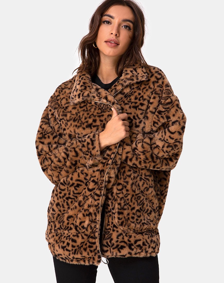 Manteau de fourrure Teddy Bear en léopard brun
