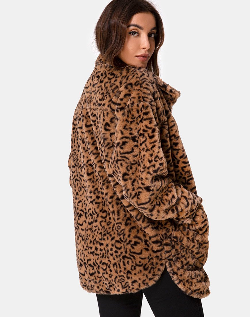 Manteau de fourrure Teddy Bear en léopard brun