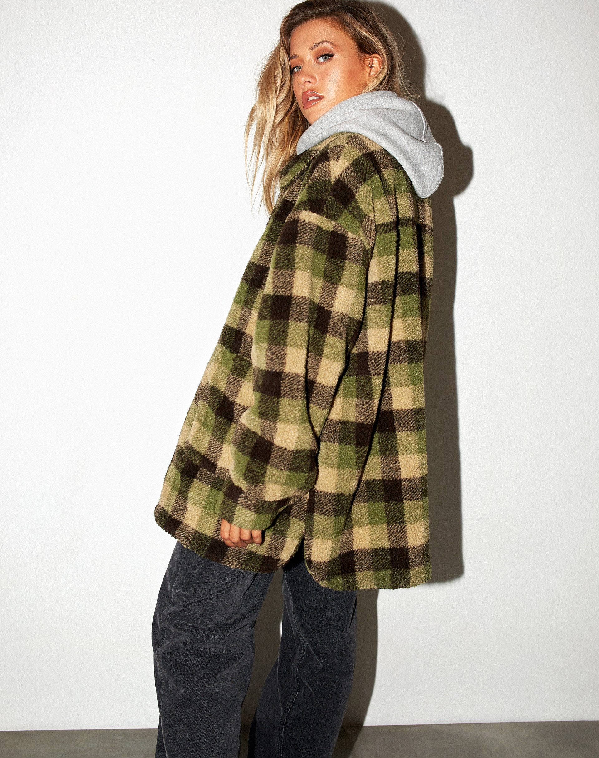 Image de Manteau Teddy à carreaux verts Borg