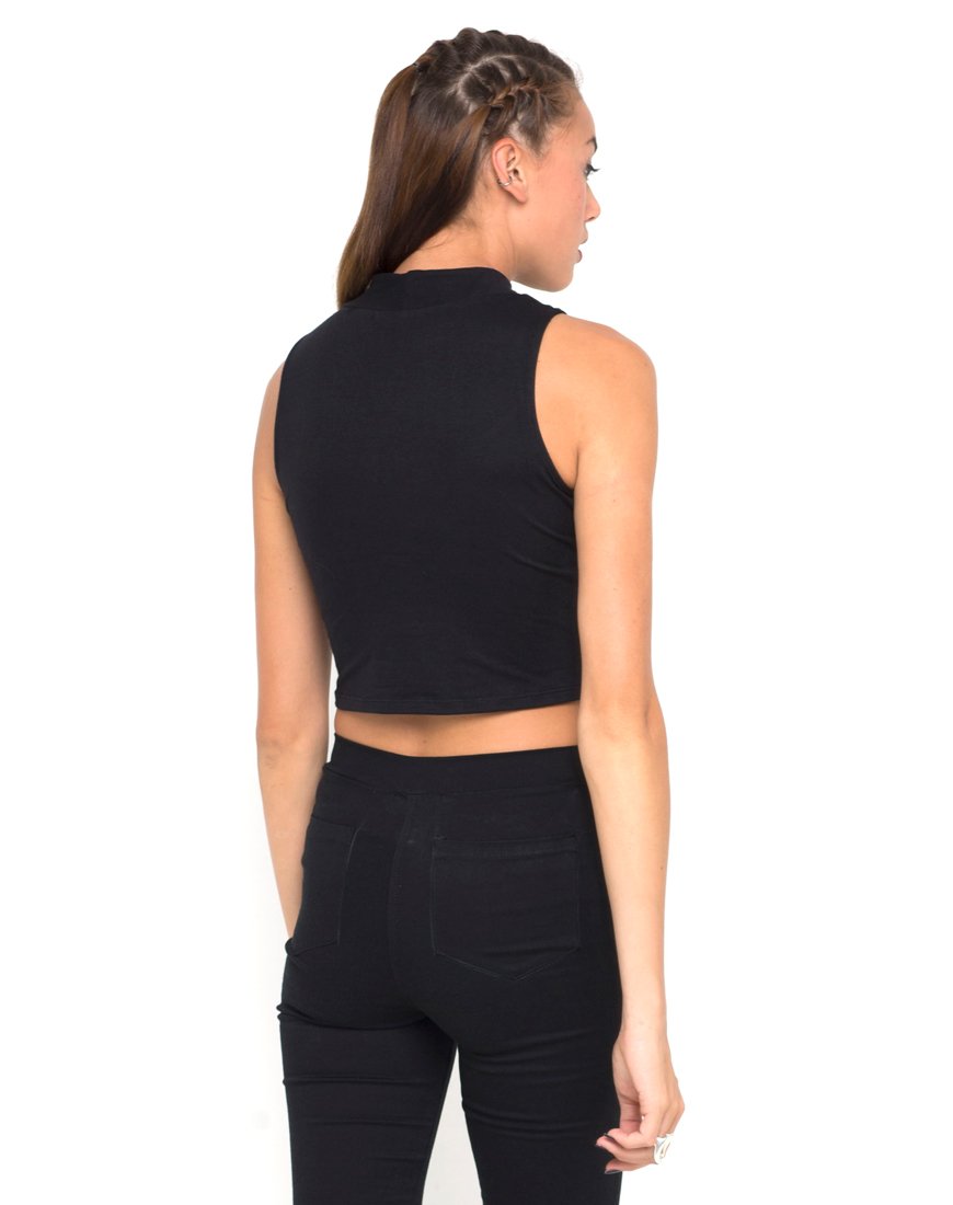 Image de Motel Tempo Tempo Mesh Panel Crop Top in Black