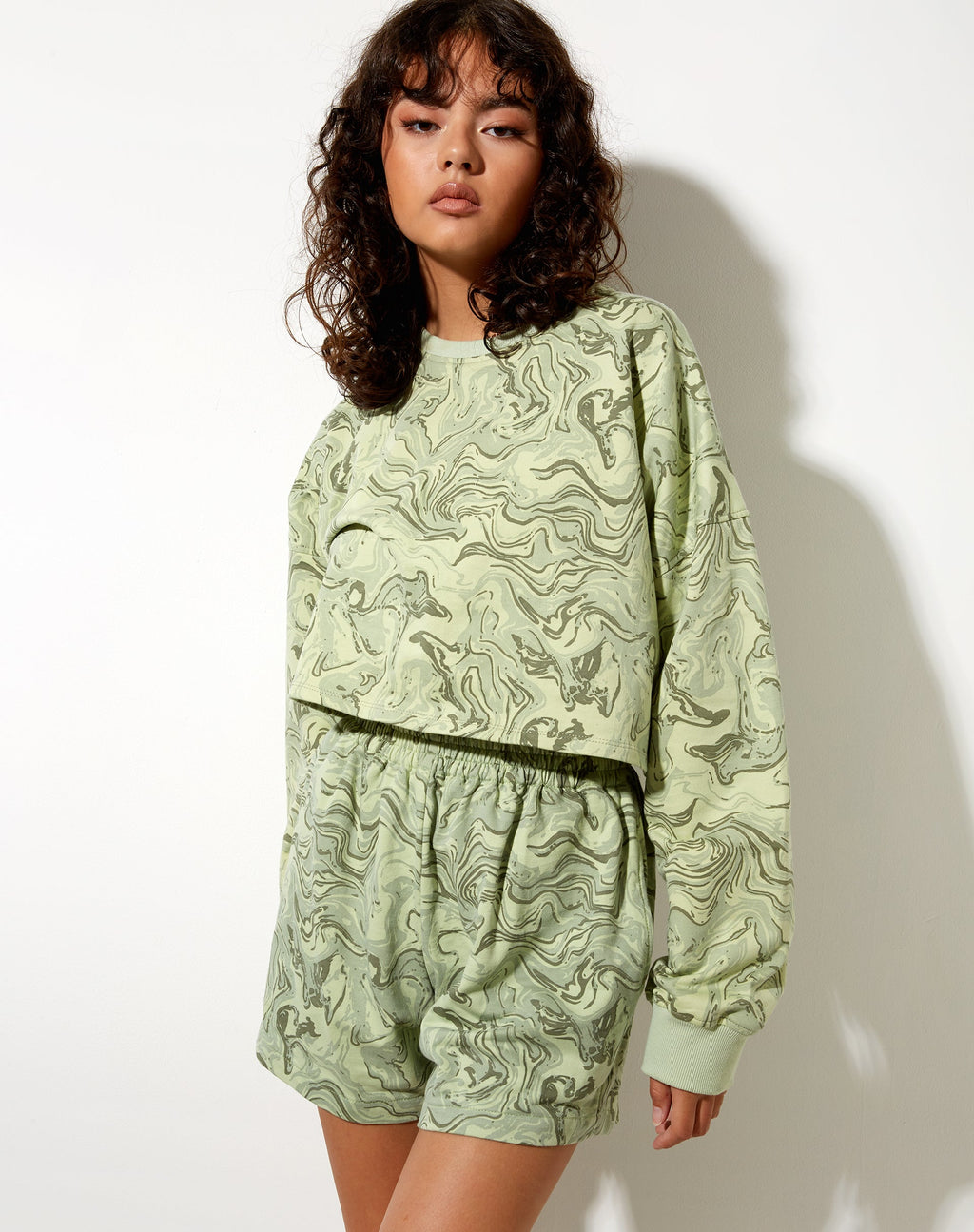 Fawly Crop Top, Marble Green