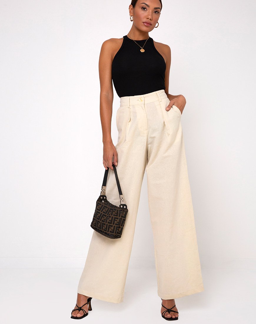 Pantalon évasé Yeva, écru
