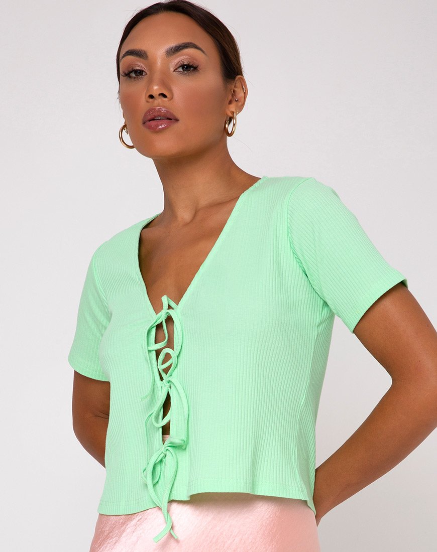 Image de Tiery Crop Top in Rib Neo Mint