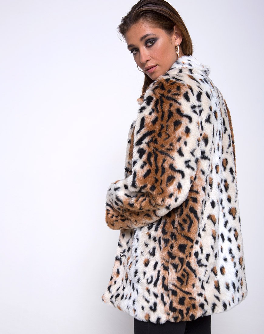 Manteau Tina en fausse fourrure léopard
