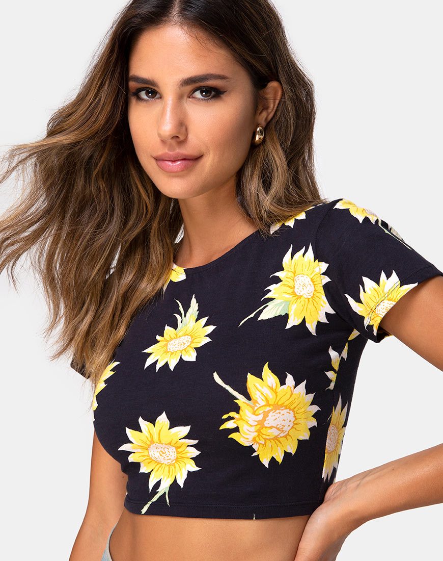 Tindy Crop Top in Sunny Days Noir