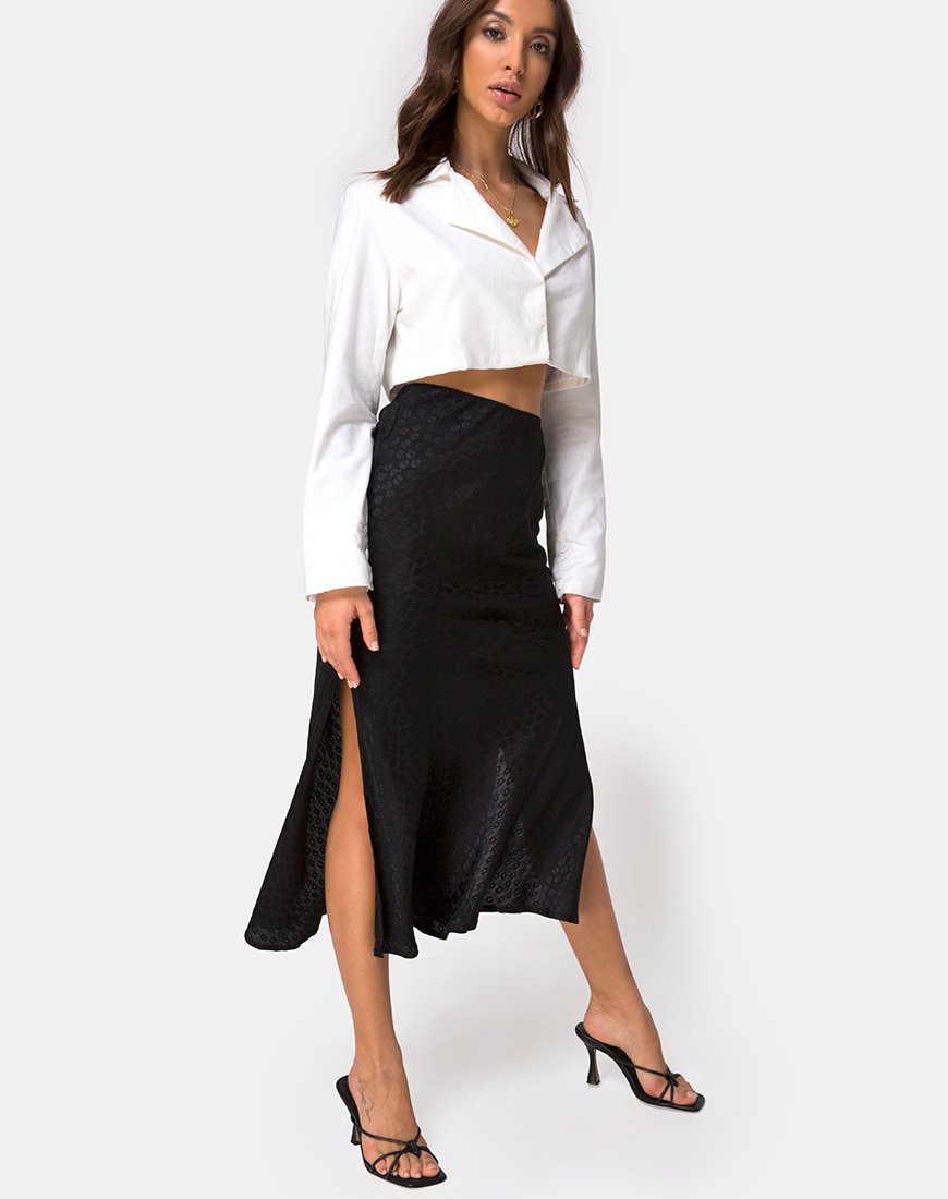 Jupe midi Tindra en satin Ditsy Rose Black