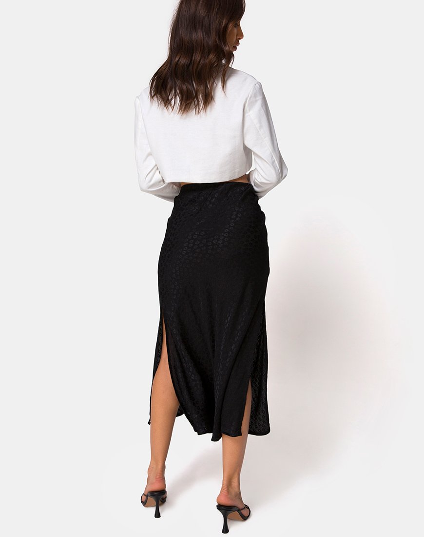 Image de Tindra Midi Skirt in Satin Ditsy Rose Black