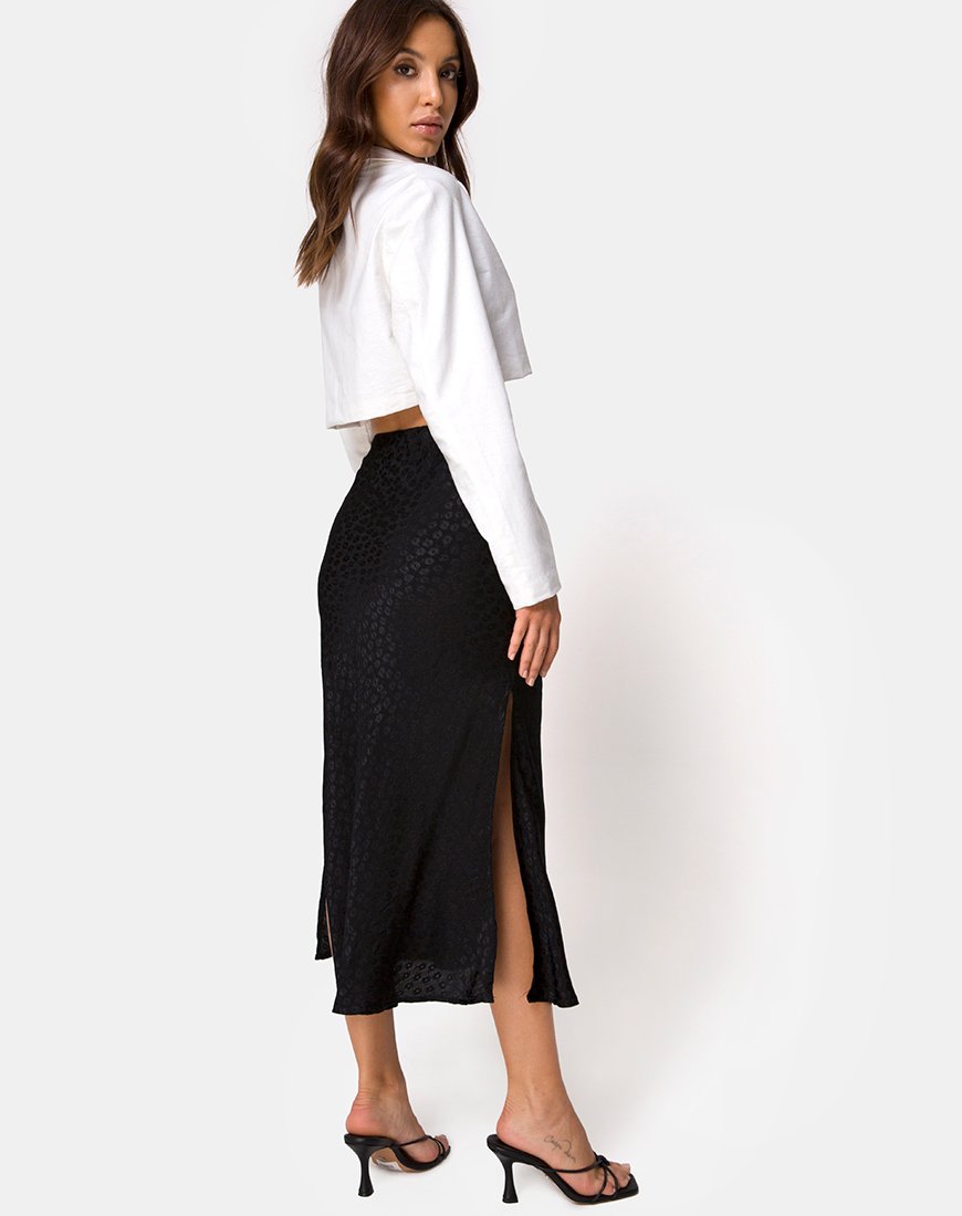 Jupe midi Tindra en satin Ditsy Rose Black