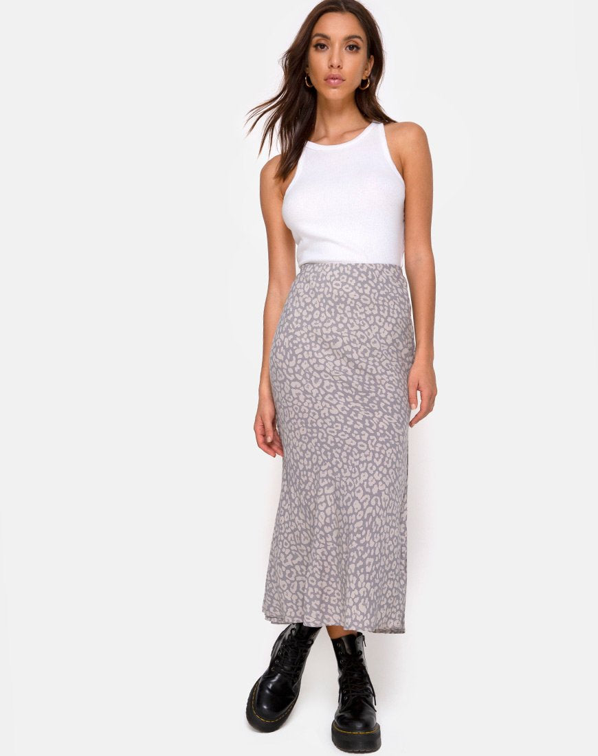 Image de la jupe midi Tindra, Leopard Daze Grey