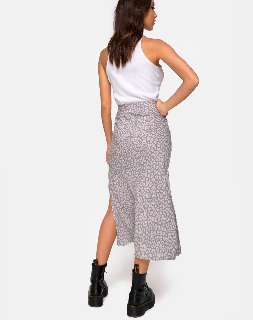 Image de la jupe midi Tindra, Leopard Daze Grey