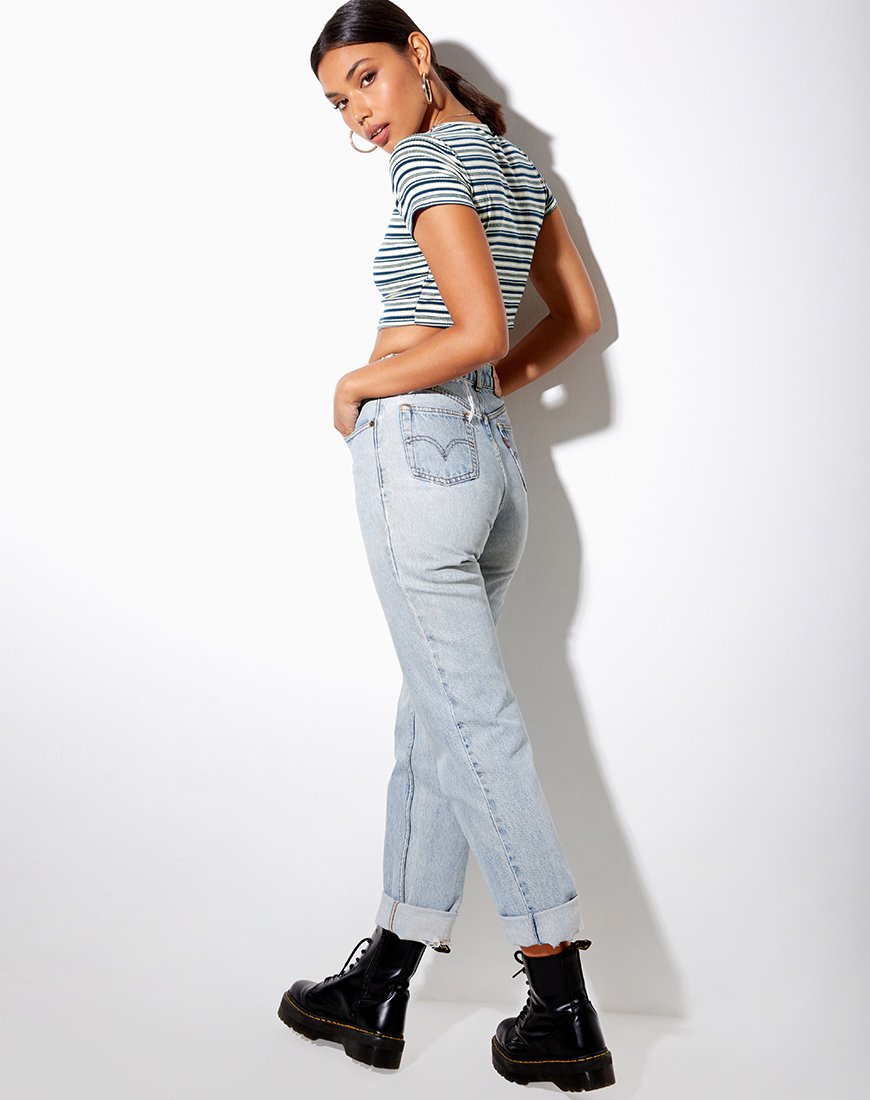 Image de Tindy Crop Top en vert foncé, vert clair et blanc
